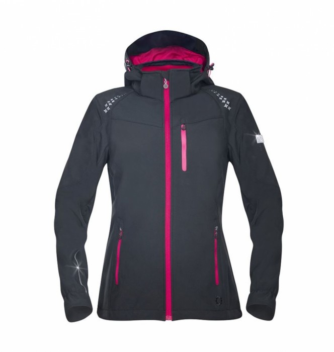 Kurtka softshell FLORET damska - czarno-różowy
