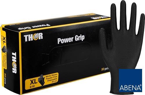 Rękawice nitrylowe warsztatowe THOR Power Grip (50 szt.) - czarny